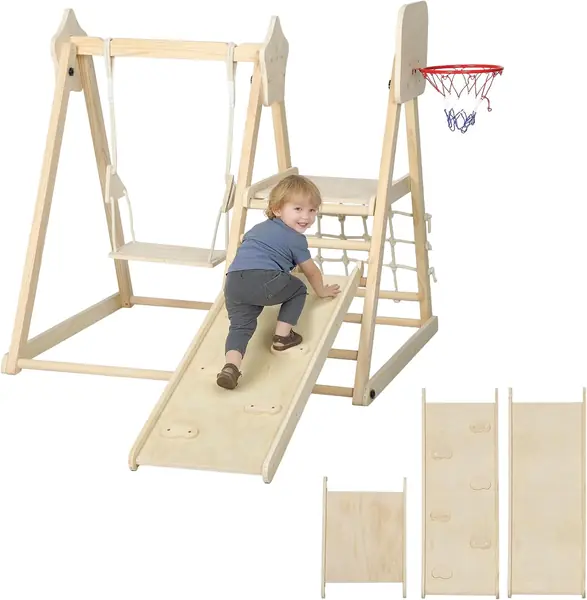 5-in-1 Klettergerüst Montessori Indoor Holz…