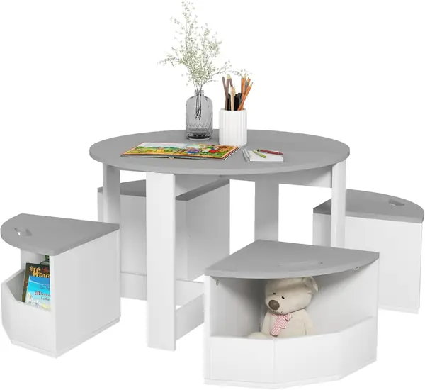 5-TLG. Kindertisch und Hocker Set, Tisch und Stühle Set…