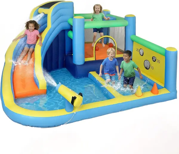 8-in-1-Hüpfburg mit Gebläse, Wasserpark, Rutsche…