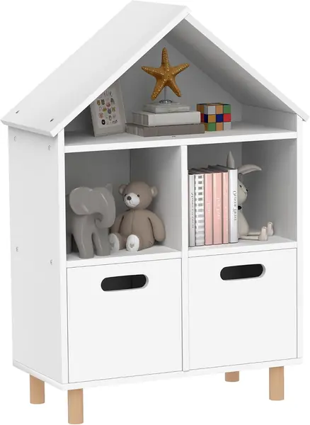 Bücherregal Kinder, 3 Ebenen mit Zwei Schubladen…