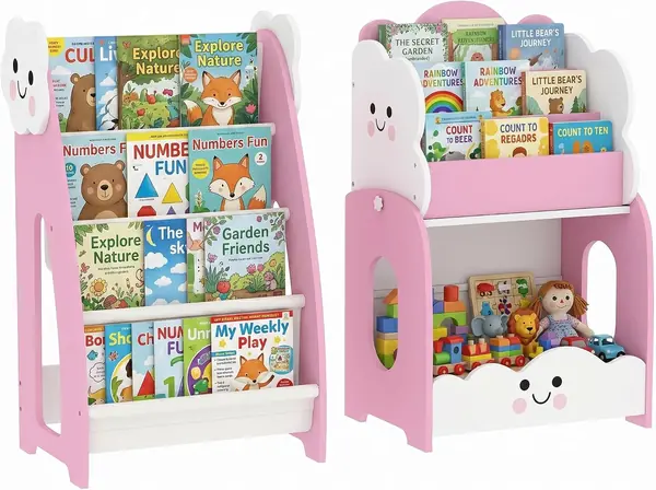 Bücherregal Kinder 3 in 1 mit 4 Ablagen 85,5 x 32 x 72 cm…