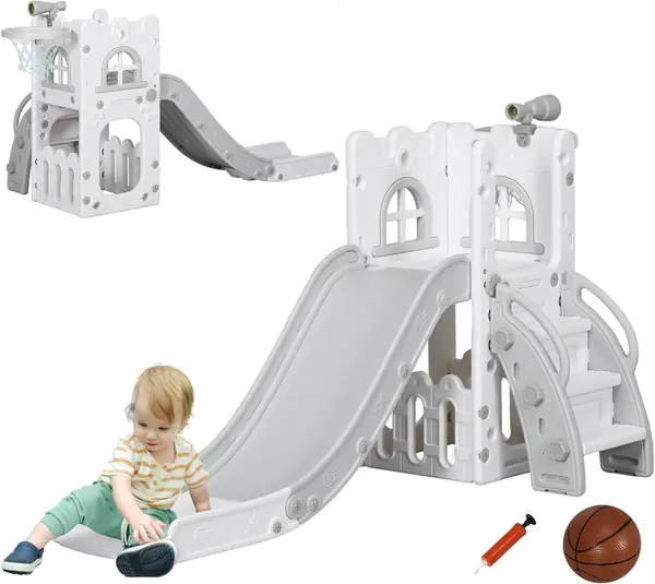 Kinderrutsche 5 in 1 für Kinder 1-3 Jahre Grau 70 x 177 x…