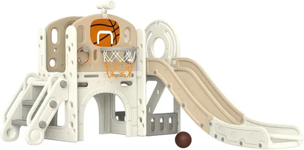 Kinderrutsche 7-in-1 mit Basketballkorb für Indoor &…