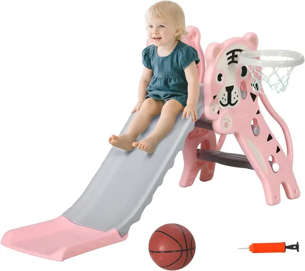 Kinderrutsche, Indoor-Kinderrutsche, mit Basketballkorb…