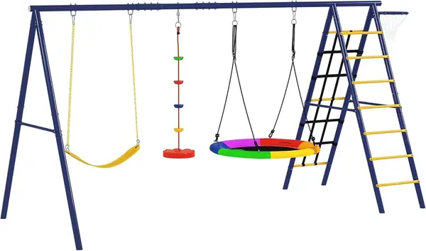 Kinderschaukel-Set 6 in 1 Schaukelgerüst für Kinder 3-8…