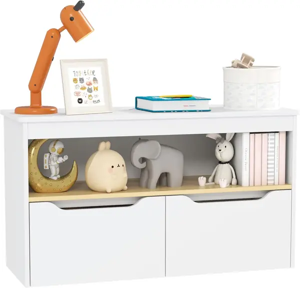 Kinderspielzeugregal Kinderbuchregal mit 2 Schubladen und…