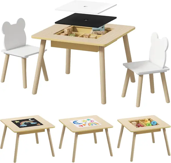 Kindertisch mit 2 Stühlen Kindersitzgruppe 3-6 Jahre…