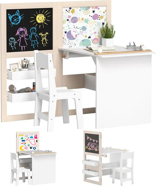 Kindertisch mit Stuhl, 3-in-1-Kindertisch- und Stuhlset…