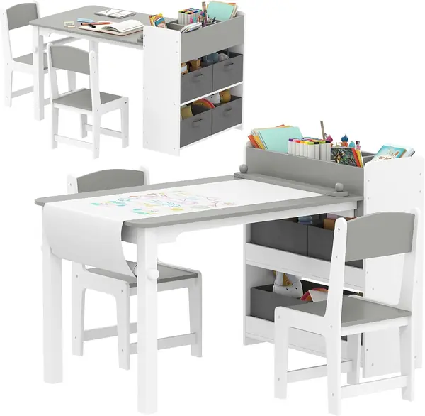 Kindertisch mit Stuhl, Set Tisch und 2 Kinderstühlen aus…