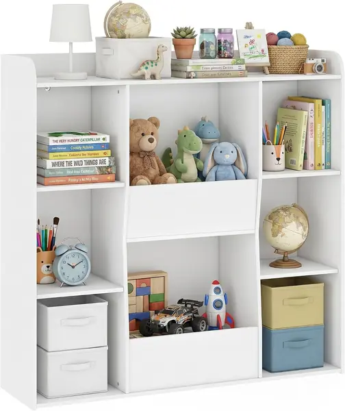 Regal für Kinder, Bücherregal, 8 Fächer, Weiß