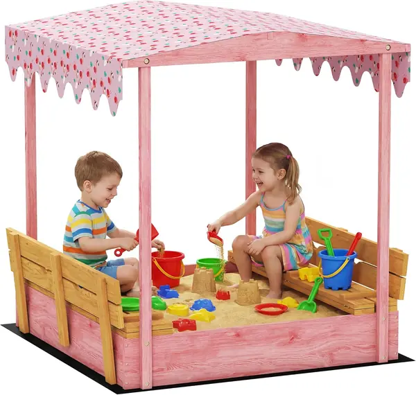 Sandkasten für Kinder 3-6 Jahre mit Flamingo-Dach…