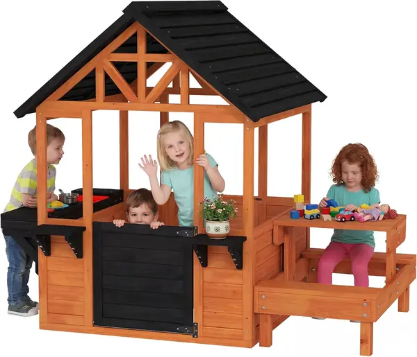 Spielhaus Outdoor Kinderspielhaus aus Holz, 3-8 Jahre…